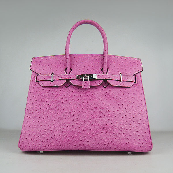 High Quality Fake Hermes Birkin 35CM Ostrich Veins Handbag Peachblow 6089